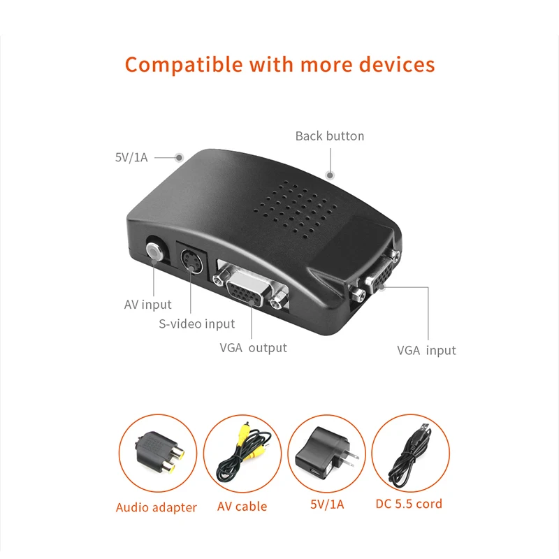 Xfanic V124 1080p Vga To Sv Av Converter Box Vga To Av Converter Audio Video Converter
