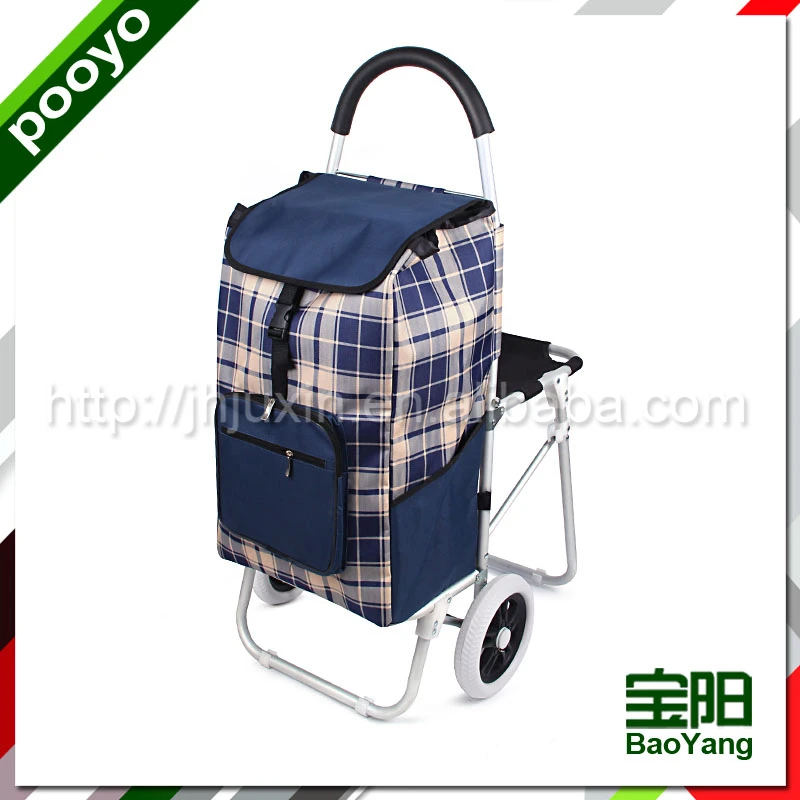 Portable shopping cart with bag and seat shopping trolley