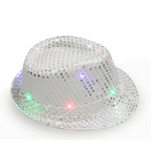 Загорающейся подсветкой в стиле джаз для взрослых с блестками ночным колпаком детей шапка была пригодным как мужчины так и танцевальной вечеринки 9 мигающие светодиодные