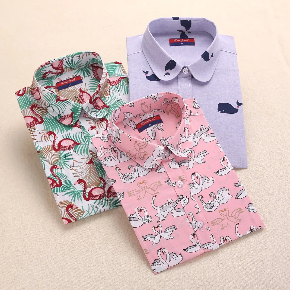Brand New Long Sleeve Cotton Floral Shirts Lapel Vintage Women Shirts Casual Bohemia Woman Blouses Plus