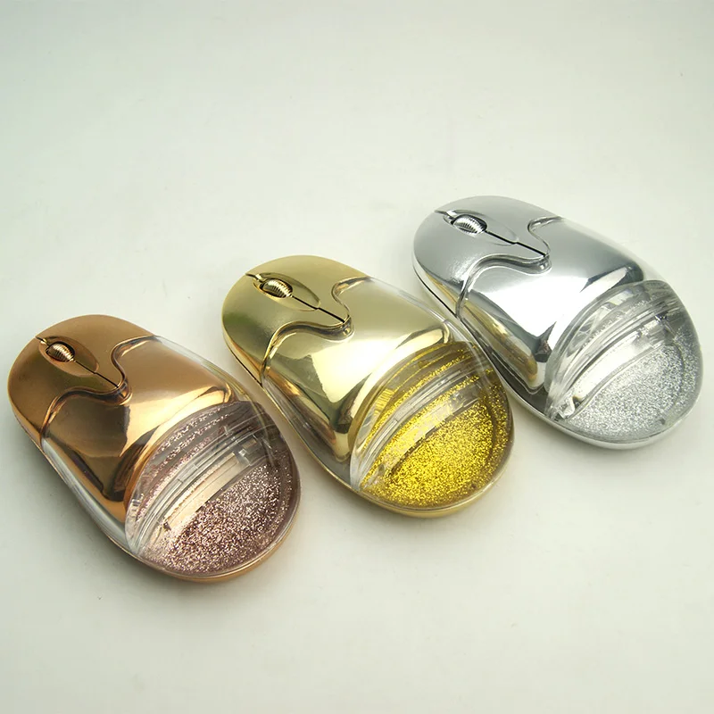 Wholesale glitter powder  wireless aqua mouse  with custom design