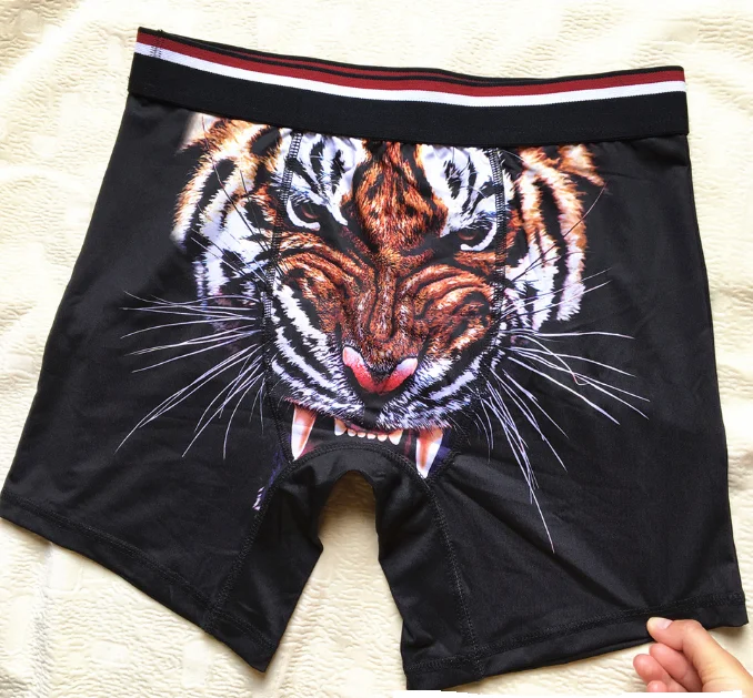 Custom printed boxer briefs under wear men long leg shorts sporty panties light weight fabric soft mens cycling underwear