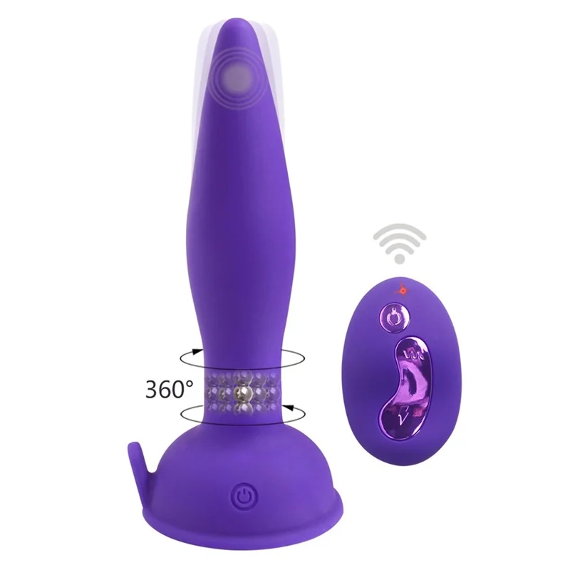 
remote control silicone anal plug butt plug ,beads rotated black anal toys 