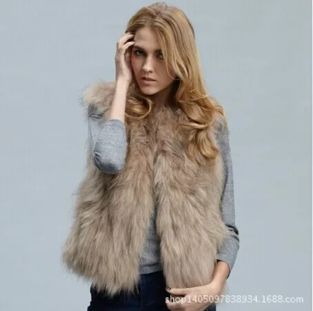 European and American fashion artificial imitation Plush camel fox fur Faux Fur Vest short font b