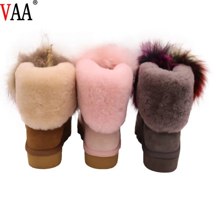 
CF-271 Free Samples Colored Racoon Fur Genuine Leather And Fake Fur Women Winter Ladies Boots 