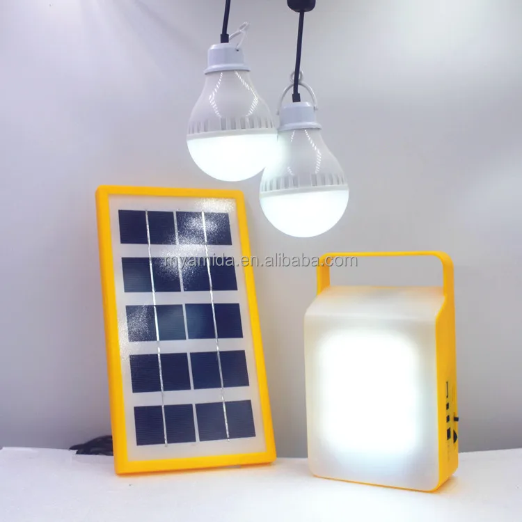
Promotional LED 2 bulbs Hanging home lighting solar panel energy Emergency lantern with USB Mobile phone charging port 