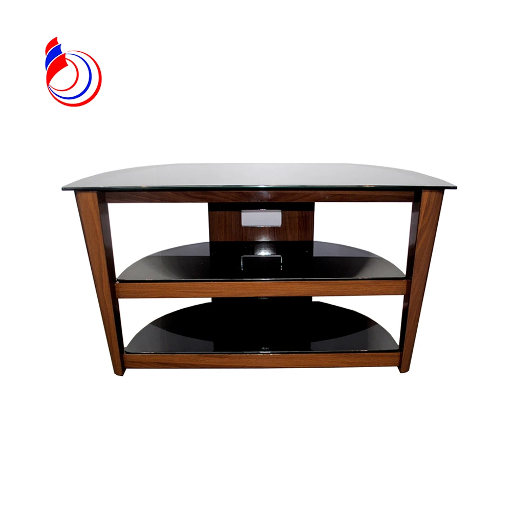 Прямо с завода железный черный элегантный стеклянный ТВ Стенд