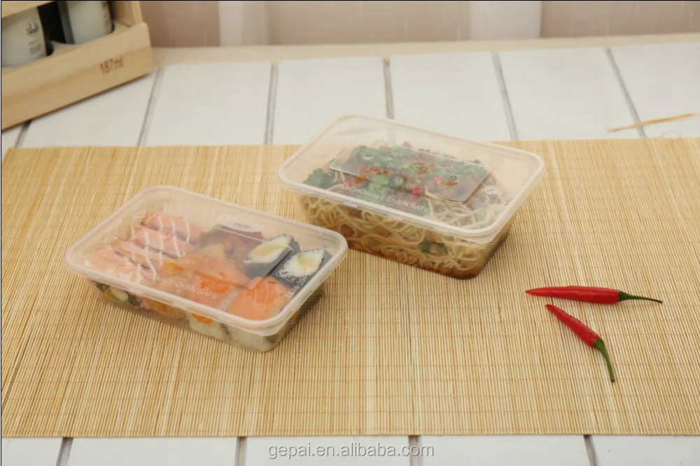 Wholesale 500ml Plastic Disposable Food Packaging Box Rectangle   PP Juice Snacks Baby Food Cake Lunch Candy Salad Sushi