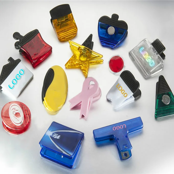 Universal Custom Magnetic Refrigerator Clip of Paper Powerful Office Plastic Magnets Fridge Clip