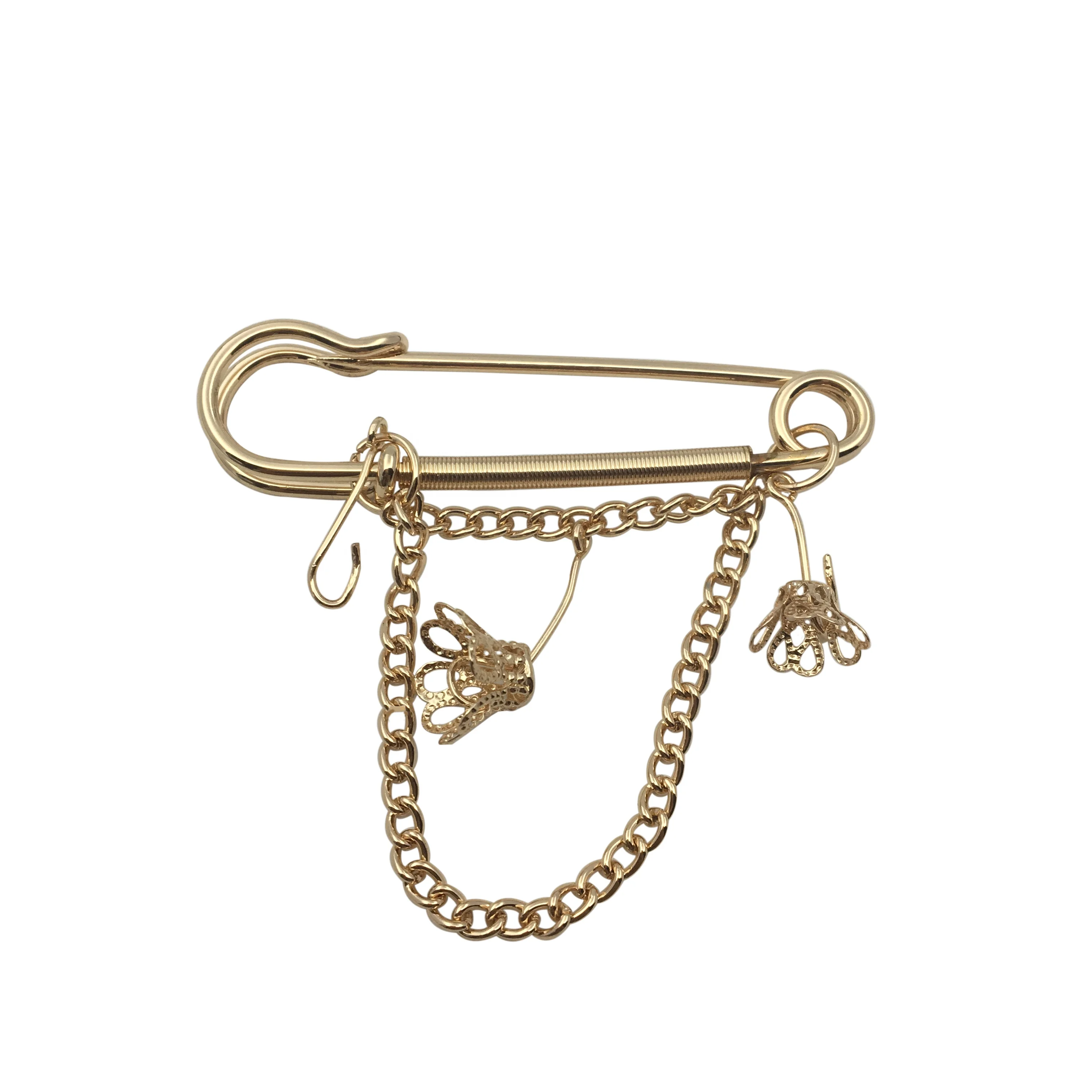 Customized made high quality china wholesale decorative fashion safety pin lapel name brooch manufacturer/ custom logo brooch