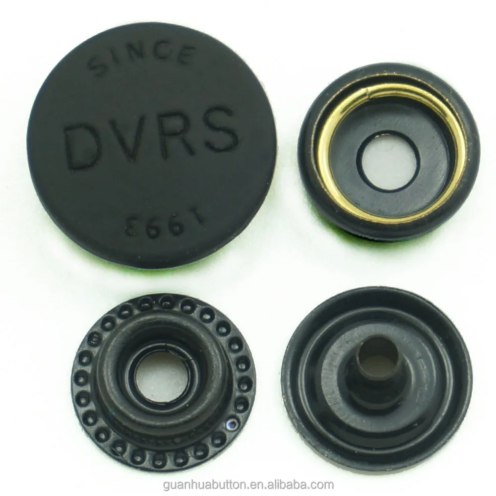 Nylon finish black 3 parts botton and fake rose gold press snap button