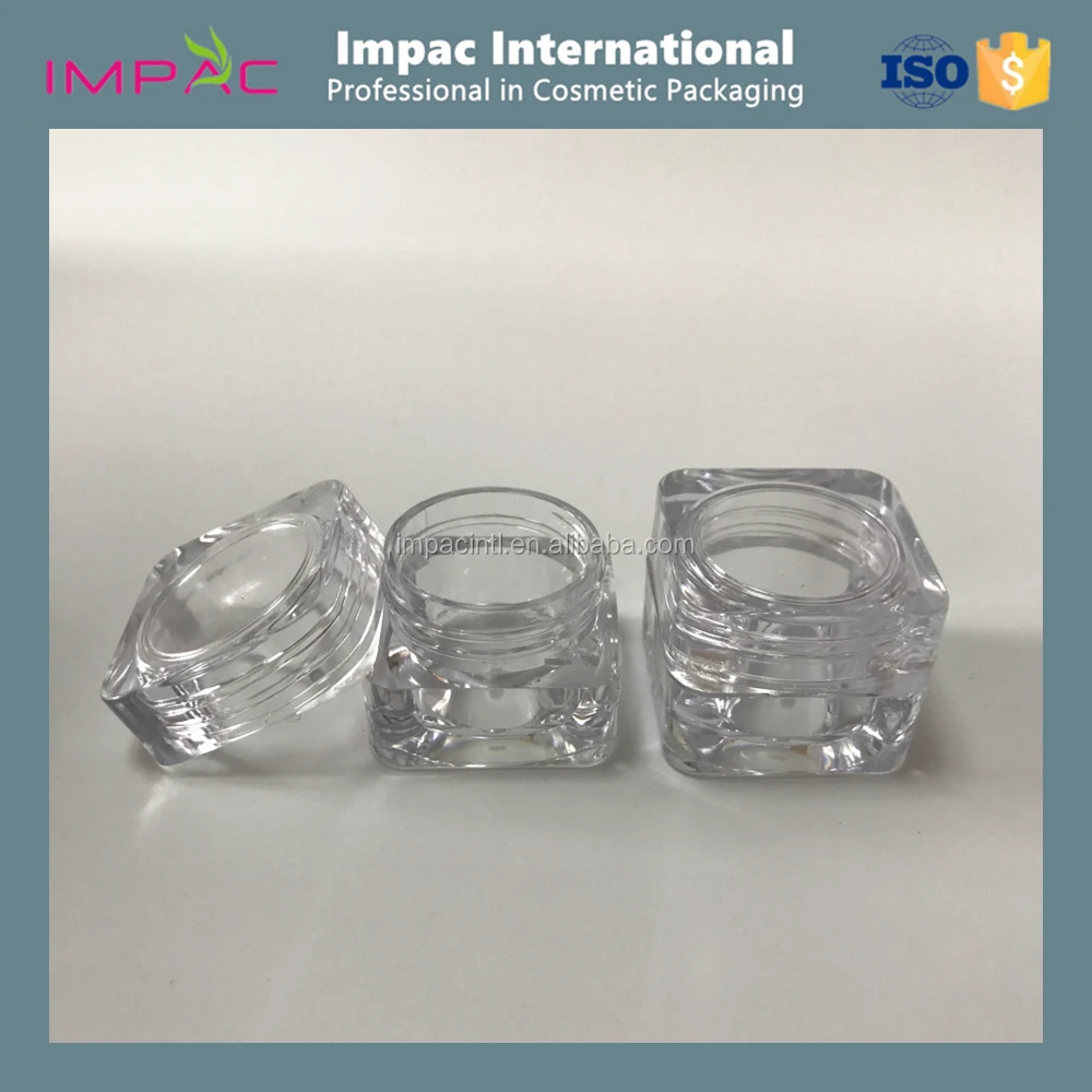 Small 5g crystal clear plastic square lip balm containers