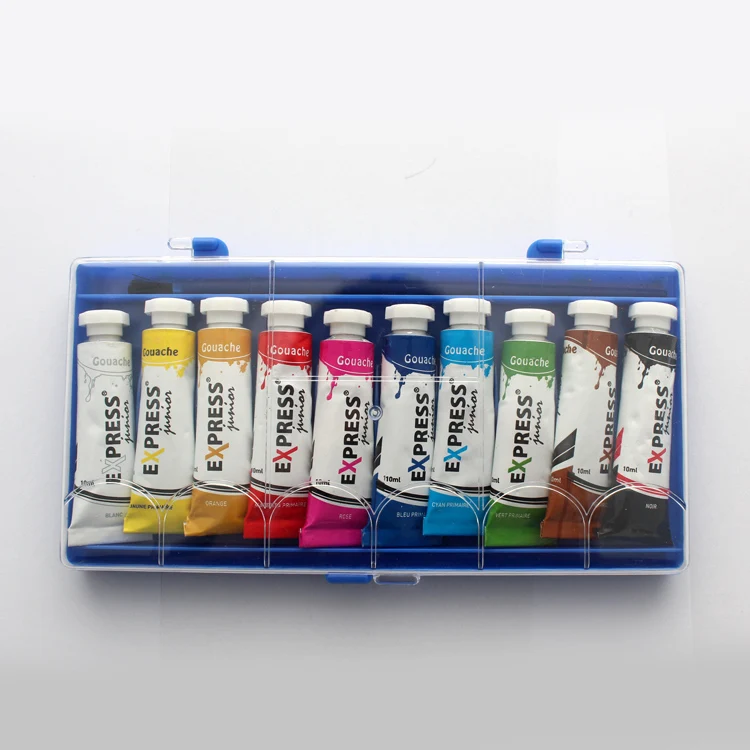 factory direct wholesale 10 color art painting plastic box 10 ml tempera paint