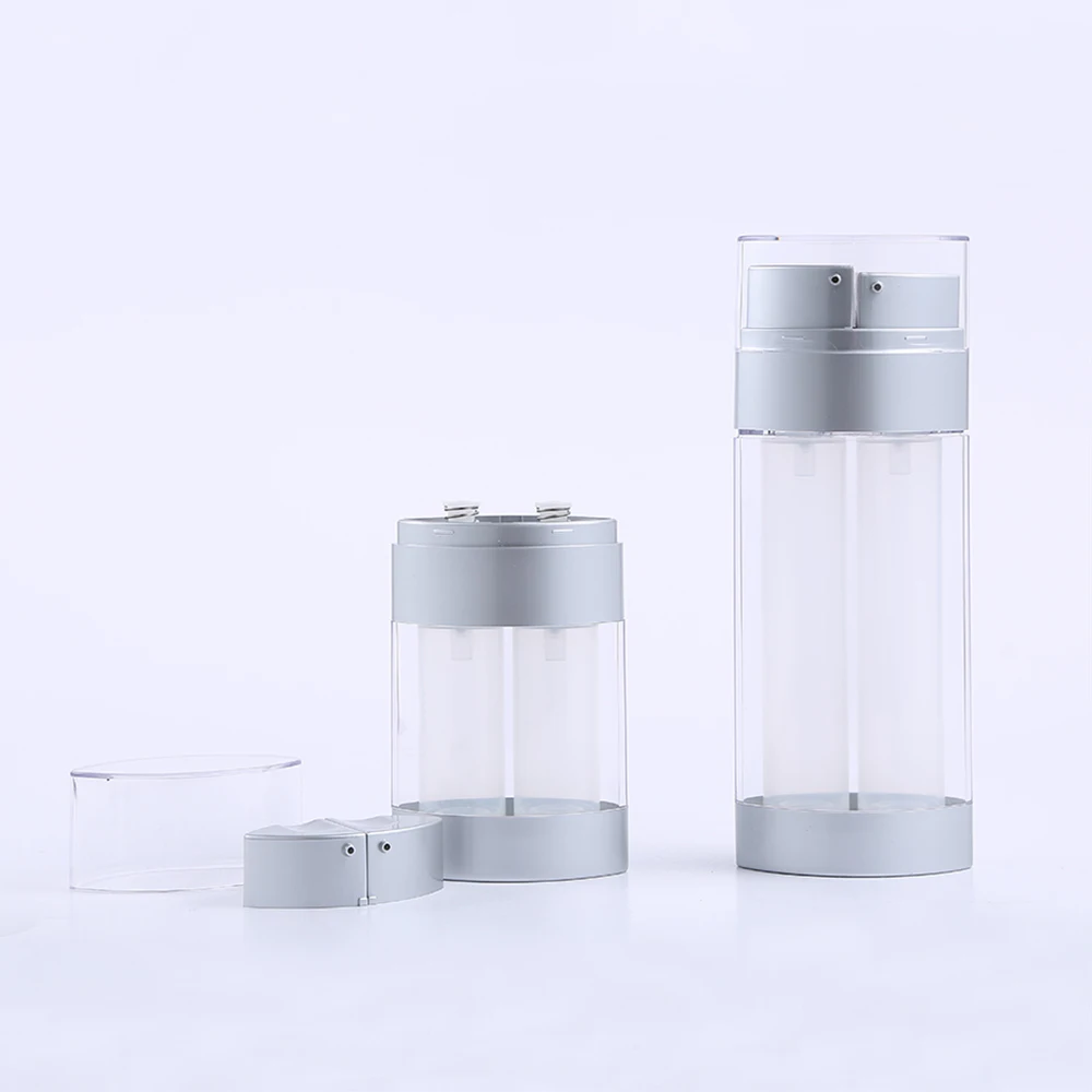 15MLX2 30MLX2 Dual Chamber Clear Plastic Airless Cosmetic Bottle for Skin Care
