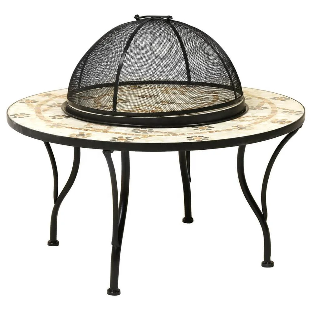 Outdoor  garden wrought iron mosaic fire pit table