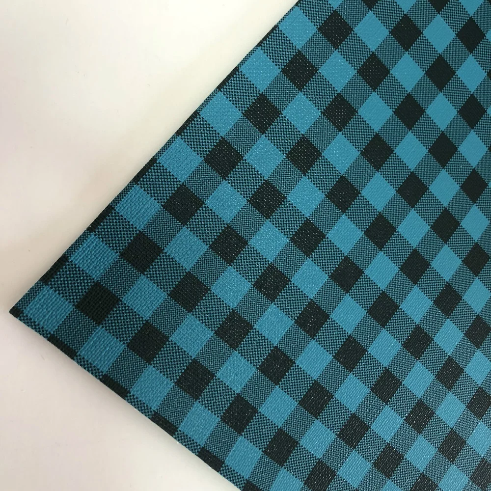 classical wholesale plaid print faux leather sheets for making hairbow