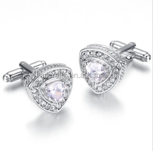Vintage Cufflinks for Mens Jewelry Shirt Cufflinks, Triangle, Crystal