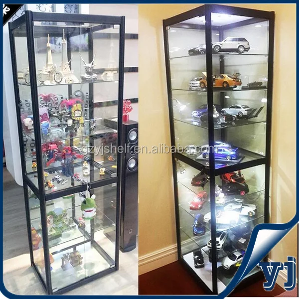 Model display cabinet/ Tall glass display shelf/ Full vision glass display