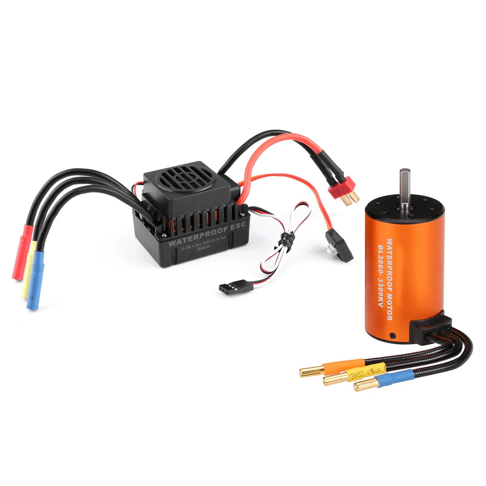 Бесщеточный двигатель 3660 3300KV с 60A ESC для радиоуправляемого автомобиля