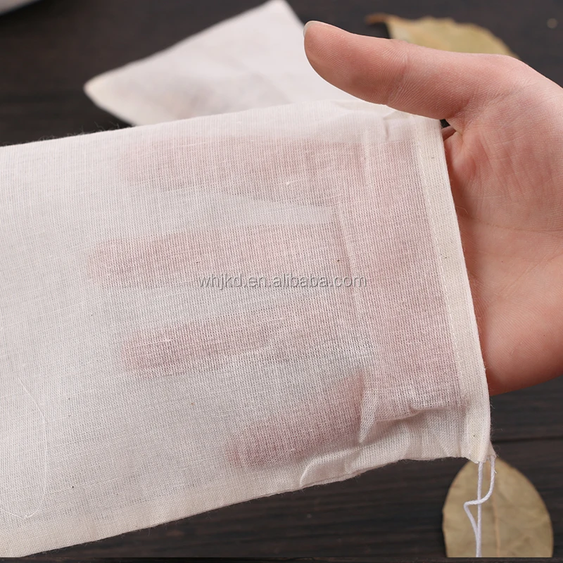 Undyed organic cotton drawstring cooking bag small gauze bags