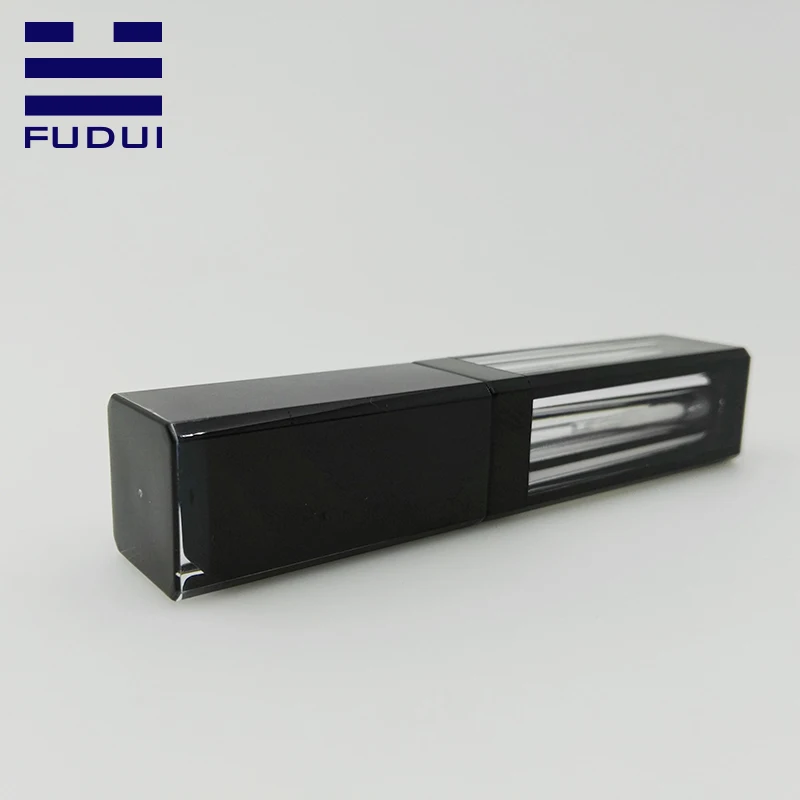 
High quality square clear empty black cap custom 5ml lip gloss tubes 
