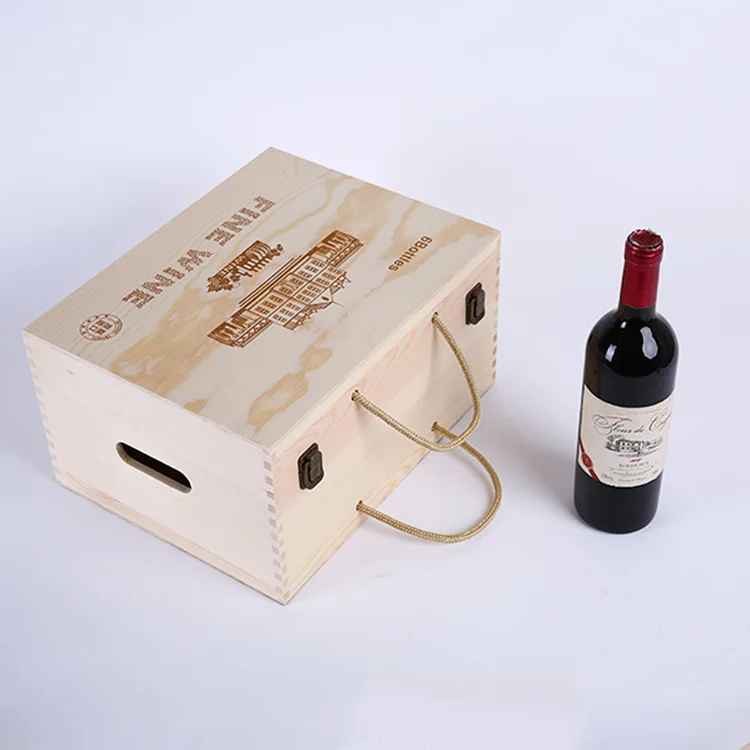 Wholesale high quality  wooden wine gift packaging box