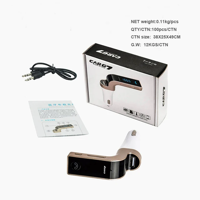 GXYKIT  Car MP3 Audio Player Bluetooth Car Kit wireless FM Transmitter aux Handsfree Calling USB phoneCharger car G7