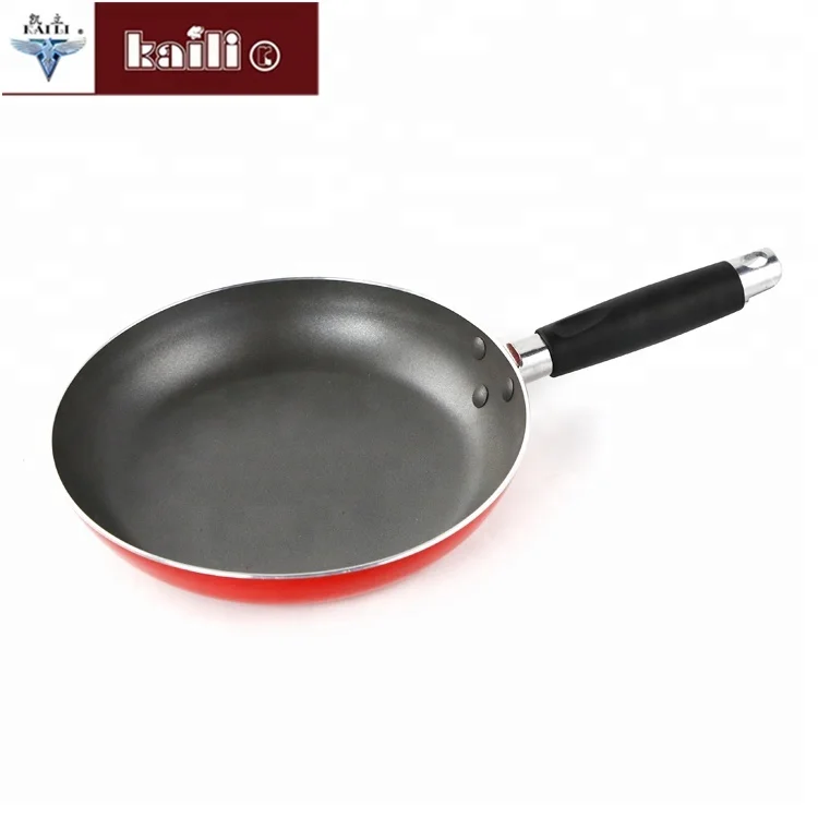 Chinese Mini Cookware Red Aluminum Die Cast Round Frying Pan