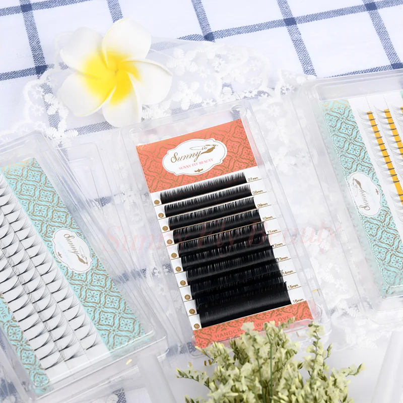 
Premium synthetic trays mink lashes .23 luxury private label eyelash extension with your logo 