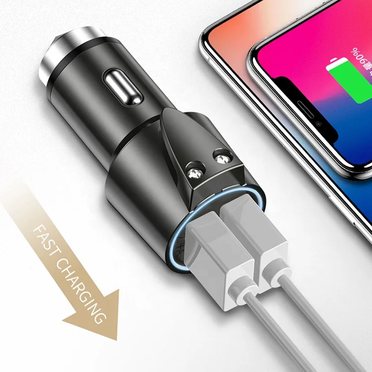 Mobile phone charging Dual USB QC3.0 Fast Car Charger with Seat Belt Cutter and Emergency Hammer Glass Breaker