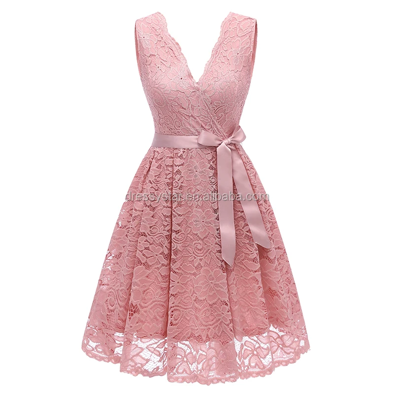 2018 Китай, оптовая продажа, Дешевое женское цветочное кружевное короткое платье подружки невесты с поясом