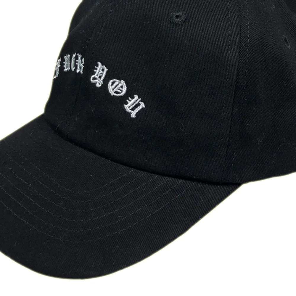 Wholesale high quality 100% black cotton custom logo Embroidery dad cap hat