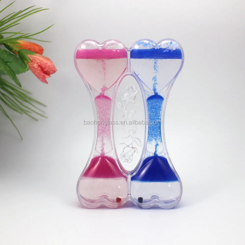 Novelty Liquid Double Heart Sand Timer Upside And Drip Water Hourglass For Children Toys