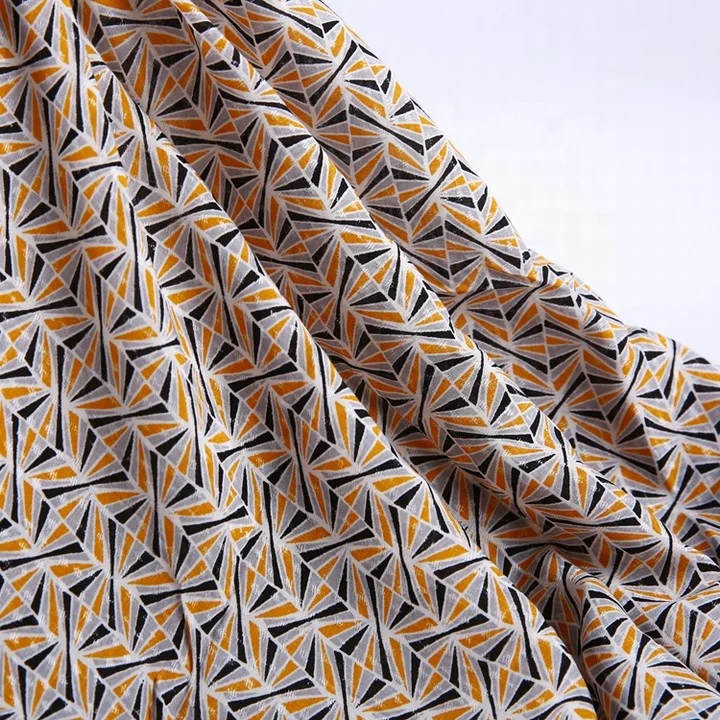 Fashional geometric shape print fabric rayon dotted  brocade woven jacquard  for dresses in jacquard fabric