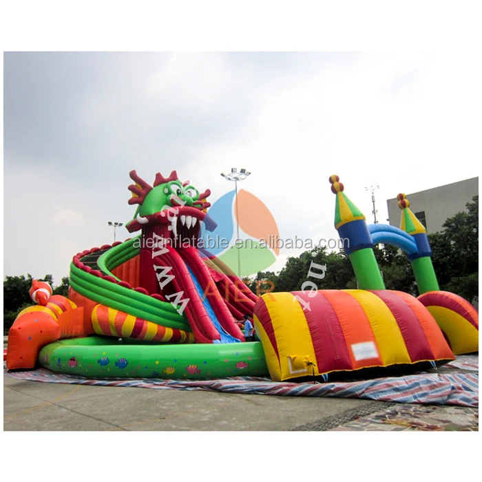 Largest water pool Dragon Inflatable floating playground  Water Park amusement  For Sale
