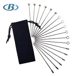 8 New Styles Stainless Steel Reusable Martini Pick set Fruit Toothpick Drink Stick