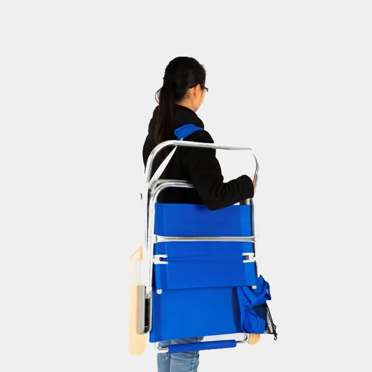 Aluminium Folding chair Outdoor canopy  with Wooden Armrest and Zippered Storage Pouch