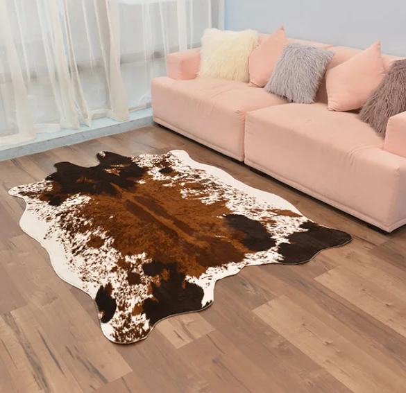 Zhejiang Artificial cowhide rugs leather carpet patchwork cow skin carpets