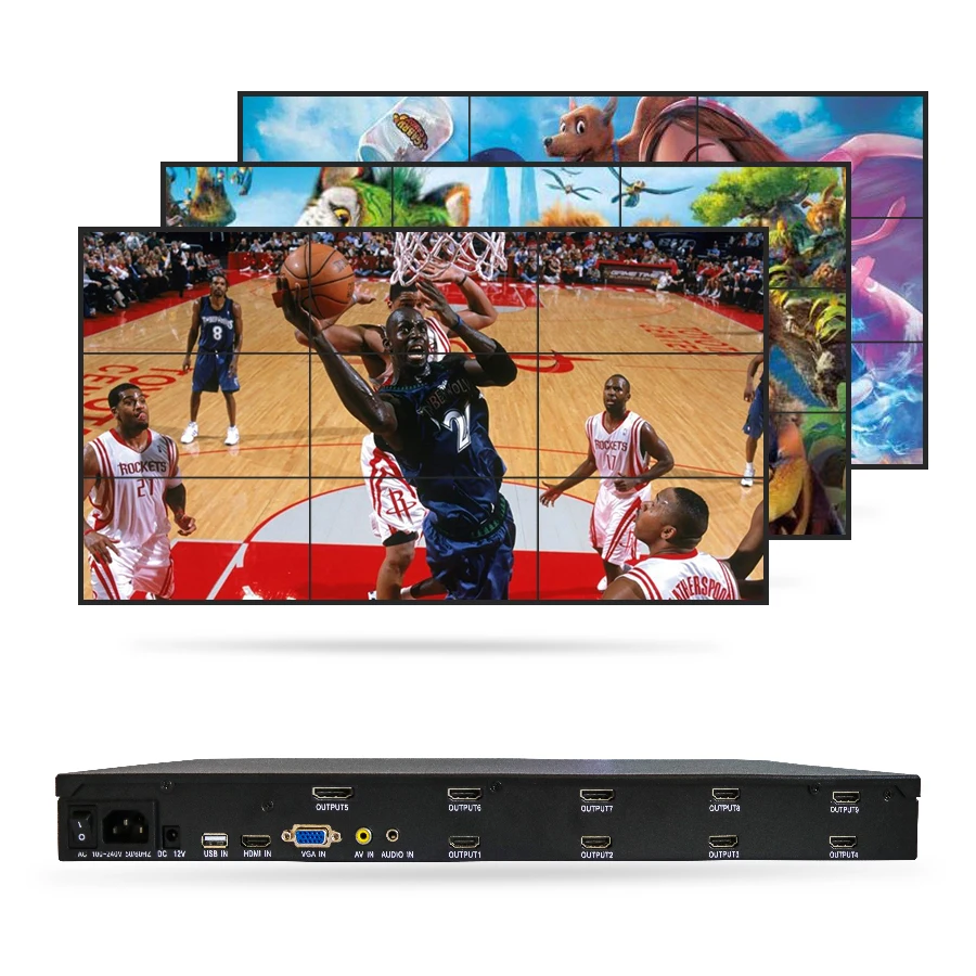 4K video wall processor super narrow bezel LCD video wall 3*3 4K video wall controller TV splicing controller box