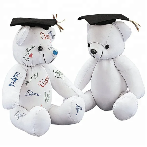 Reusable Kids Washable Painting Drawing DIY Toys Cute OEM Custom Stuffed Animal Soft Plush Toy White Graduation Teddy Bear