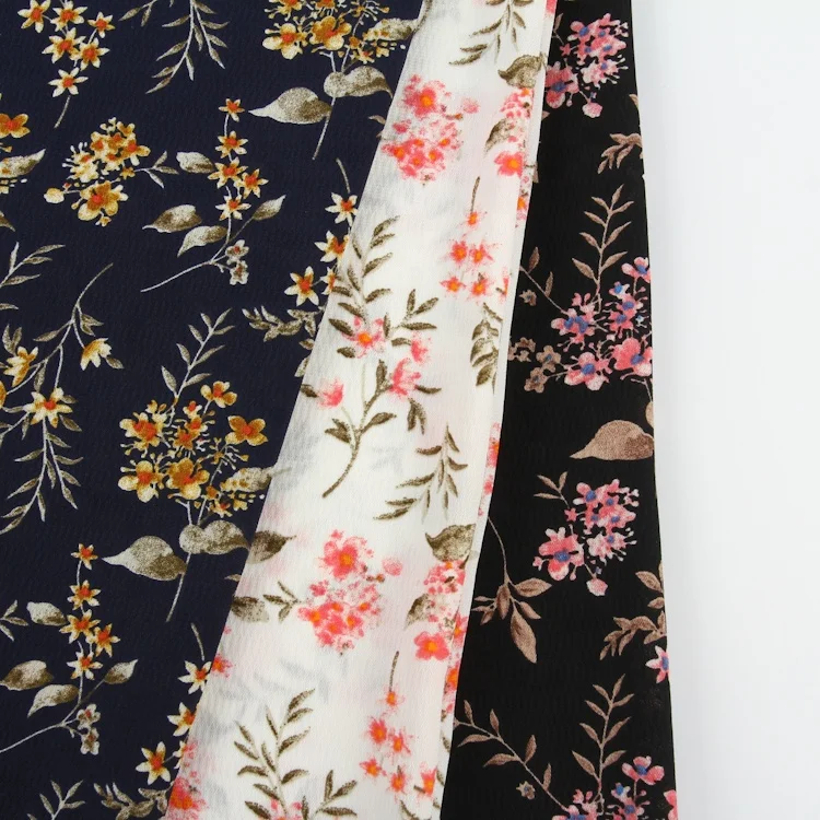 
China textile floral woven dress polyester chiffon printing fabric women 