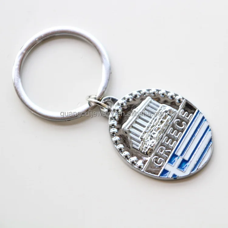 Greece tourism souvenir flag oval zinc alloy metal key chain