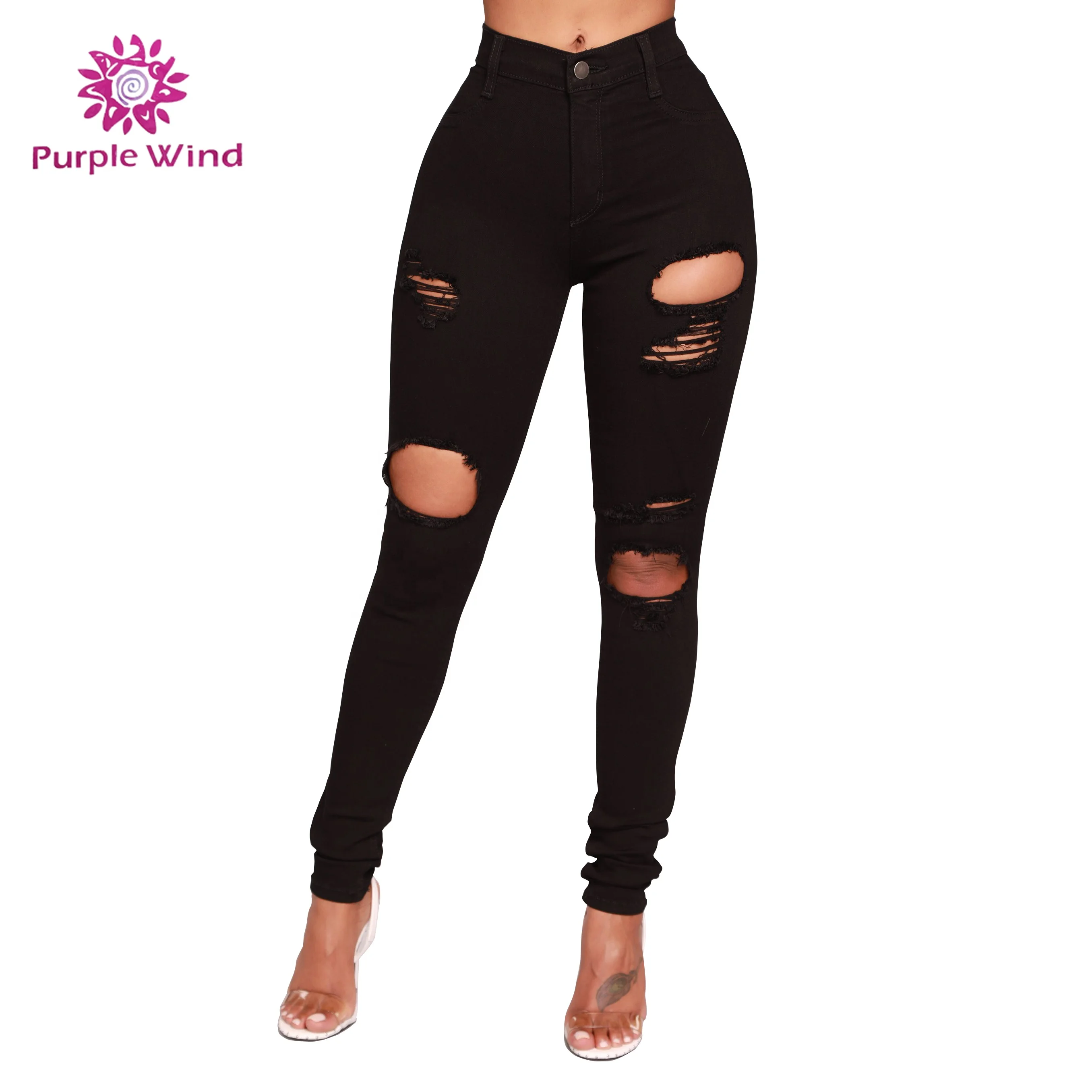 2019 Stylish ripped hold tight colombian jeans wholesale girls