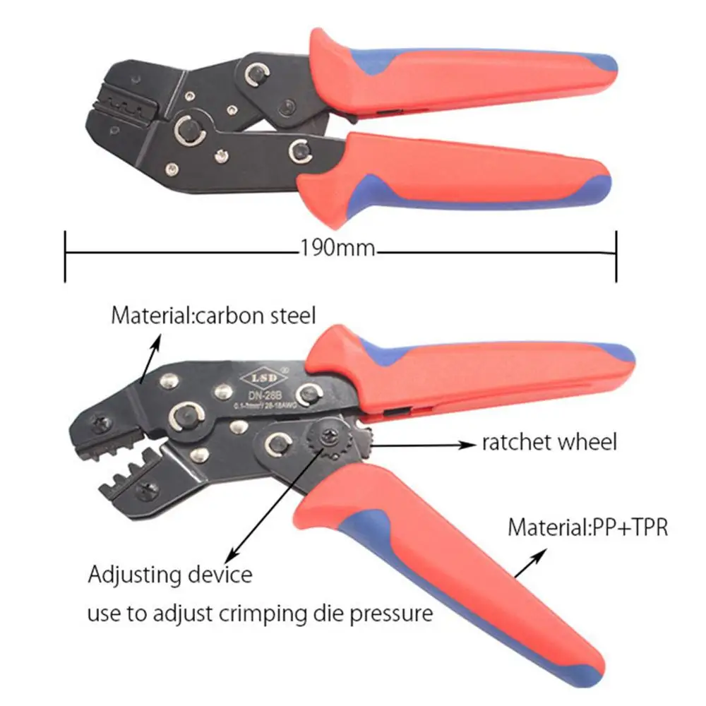 crimping tool for different sizes of terminals, cable connectors ratchet plier