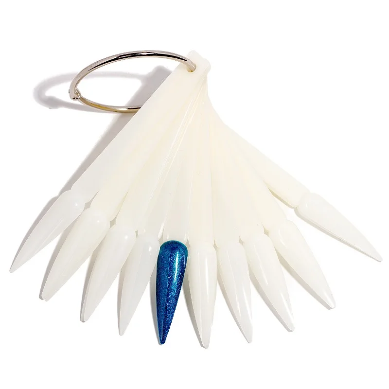 50pcs Stiletto Sharp Nail Art Tips Display  UV Gel Nail Polish Color  Chart Stand with Ring