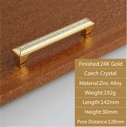 Luxury 24K Real Gold Or Chrome Czech Crystal Drawer Cabinet Knobs Wardrobe Door Handle Furniture Knobs Pull Handles