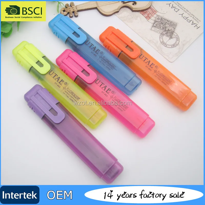 
Factory Price New Arrival Flat Barrel Fluorescent Pen Colorful Child Hilighter Marker Pen 
