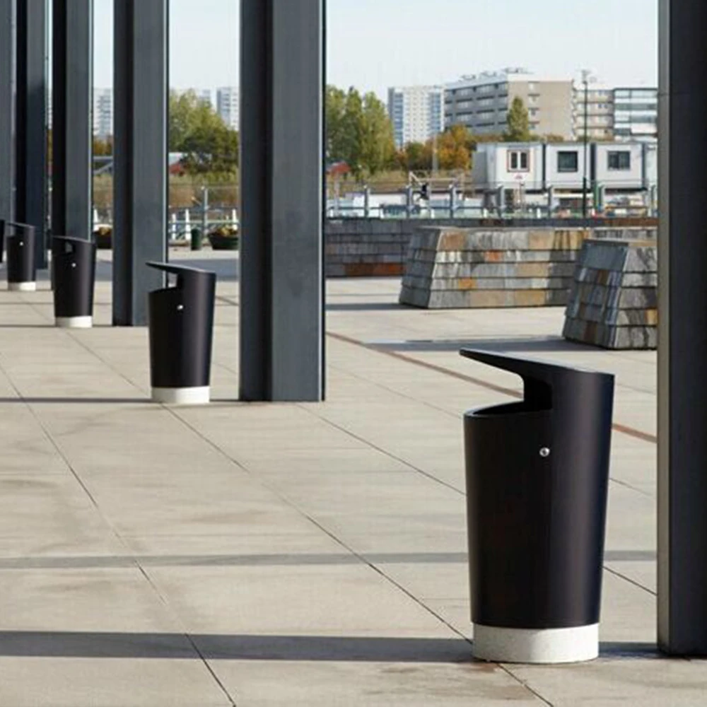 Trash Bin Garbage Bin Outdoor Waste Bin MAX Public Dustbin Metal with Ashtray and Street Storage Bucket IRON Open Top Stocked