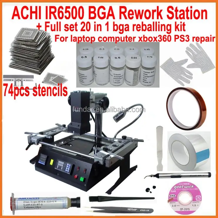 2015 New full set ACHI IR6500 Infrared BGA rework station + 21 in 1 bga reballing kit for laptop game consoles xbox ps3 repair
