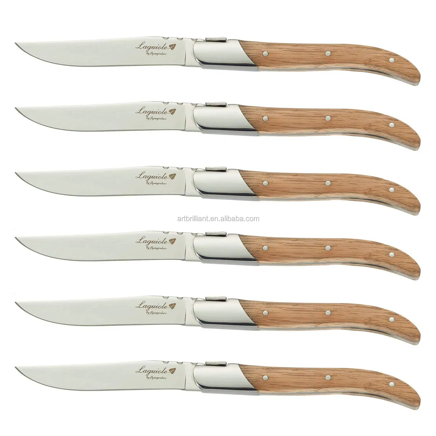 Laugiole steak knife set with PVD gold non-stick table knife set